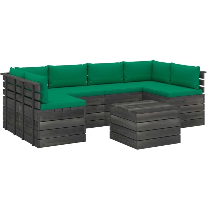 

Muebles de palets para jardín 7 pzas cojines madera maciza pino - Verde