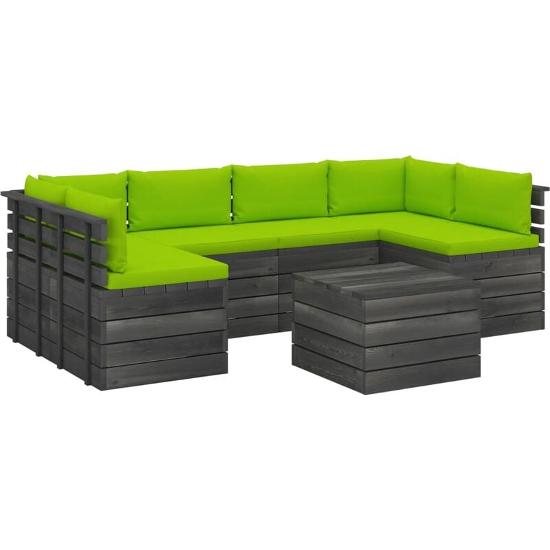 

Muebles de palets para jardín 7 pzas cojines madera maciza pino - Verde
