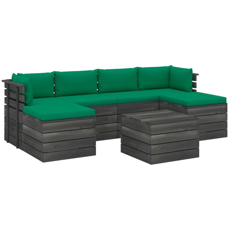 

Muebles de palets para jardín 7 pzas cojines madera maciza pino - Verde