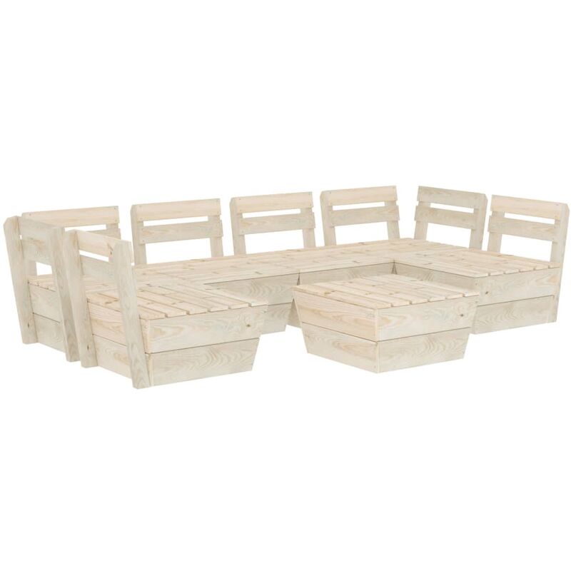 

Muebles de palets para jardín 7 pzas madera de abeto impregnada