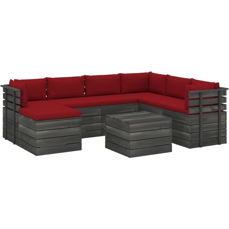 

Muebles de palets para jardín 8 pzas cojines madera maciza pino - Rojo