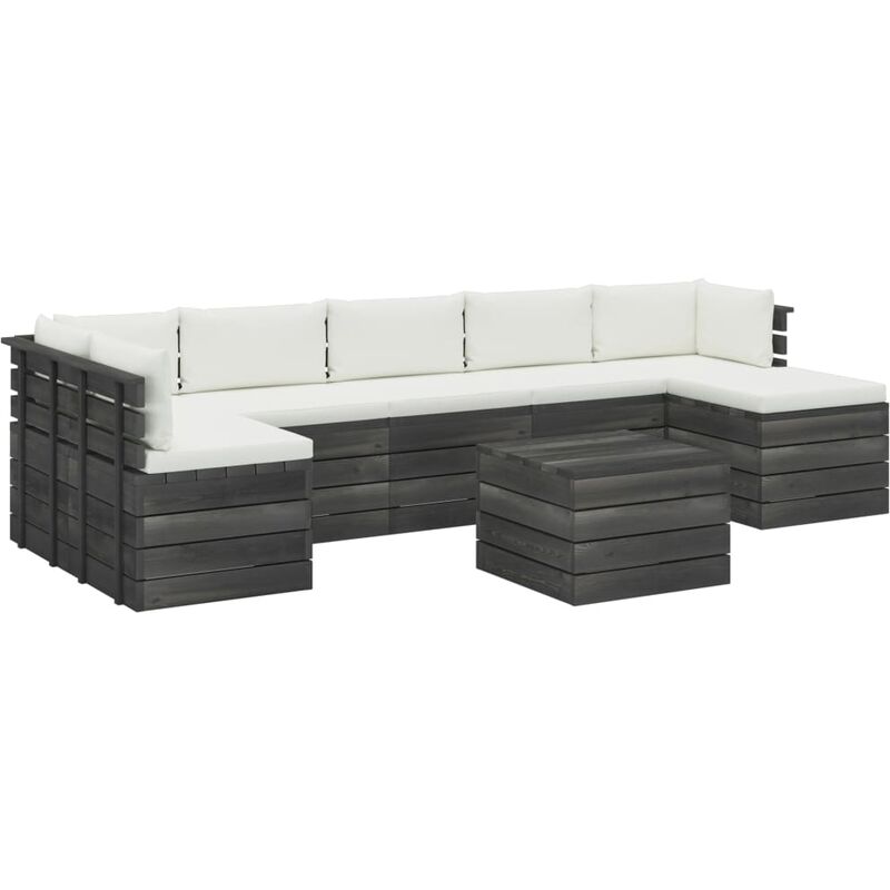 

Muebles de palets para jardín 8 pzas cojines madera maciza pino - Crema
