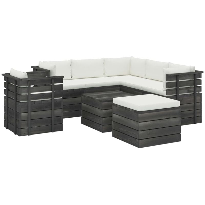 

Muebles de palets para jardín 8 pzas cojines madera maciza pino - Crema