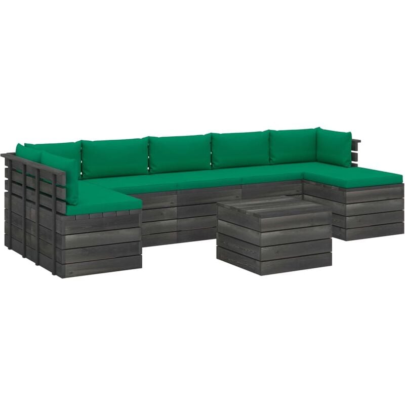 

Muebles de palets para jardín 8 pzas cojines madera maciza pino - Verde