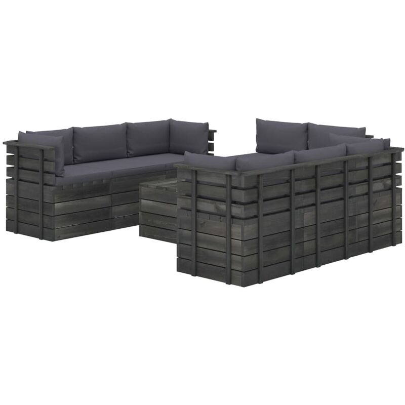 

Muebles de palets para jardín 9 pzas cojines madera maciza pino - Antracita