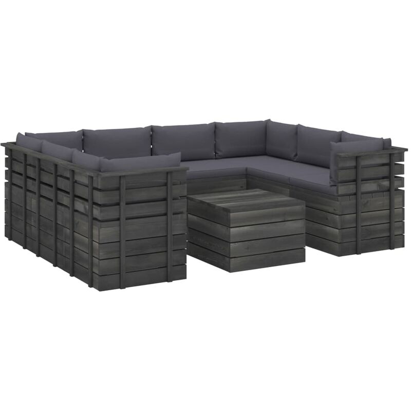 

Muebles de palets para jardín 9 pzas cojines madera maciza pino - Antracita