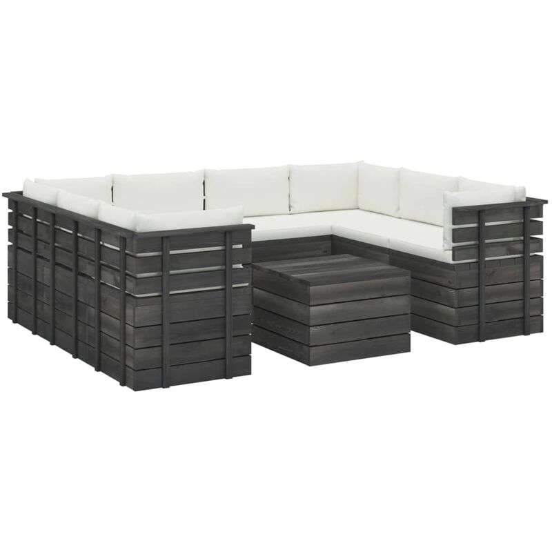 

Muebles de palets para jardín 9 pzas cojines madera maciza pino - Crema