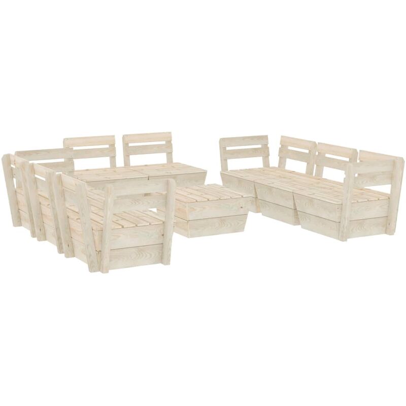 

Muebles de palets para jardín 9 pzas madera de abeto impregnada