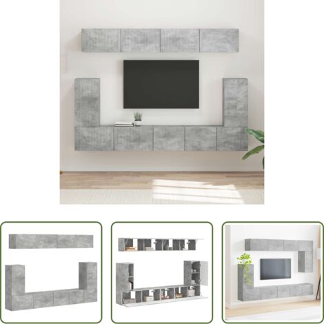 Muebles de pared -  Conjunto de mueble de TV 5 pcs Gris Concreto