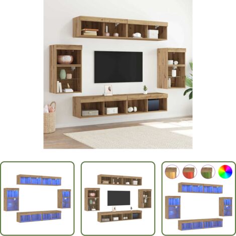 Muebles de pared -  Conjunto de mueble de TV 8 pcs Roble artisan