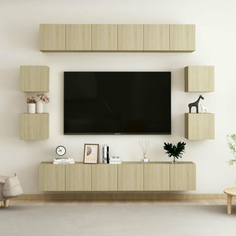 

Muebles de pared de TV 10 pzas aglomerado color roble Sonoma