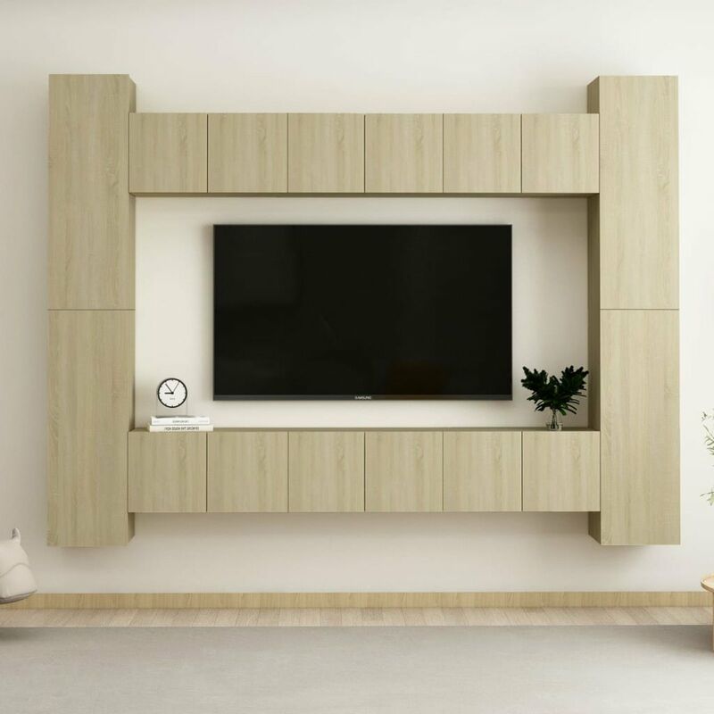 

Muebles de pared de TV 10 pzas aglomerado color roble Sonoma