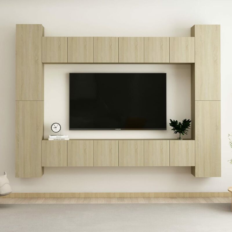 

Muebles de pared de TV 10 pzas aglomerado color roble Sonoma