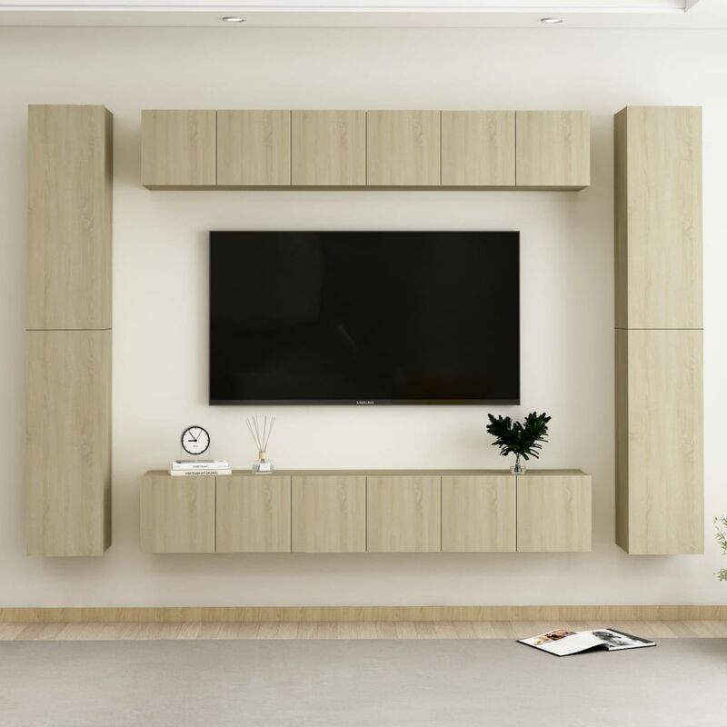 

Muebles de pared de TV 10 pzas aglomerado color roble Sonoma