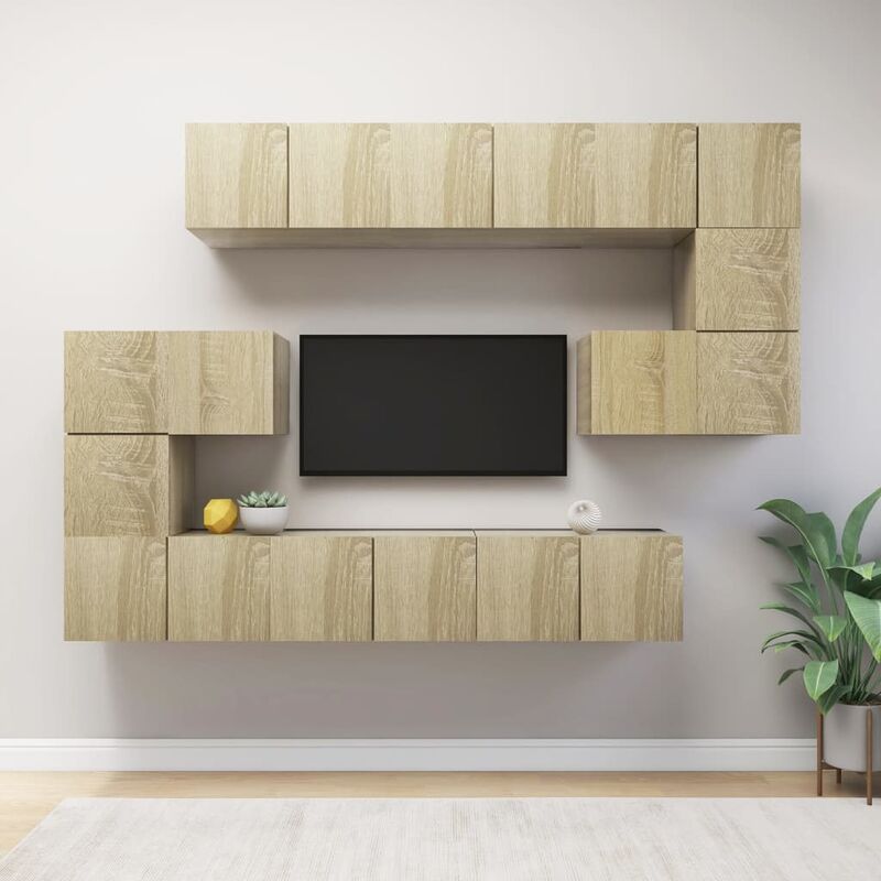 

Muebles de pared de TV 10 pzas aglomerado color roble Sonoma