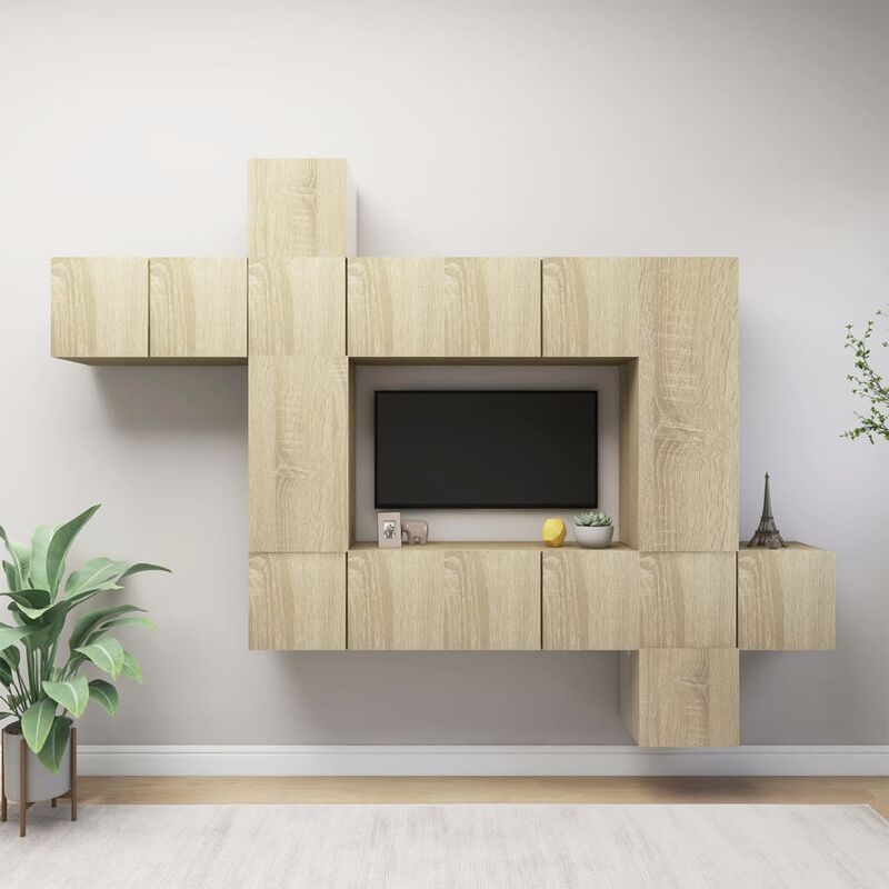 

Muebles de pared de TV 10 pzas aglomerado color roble Sonoma