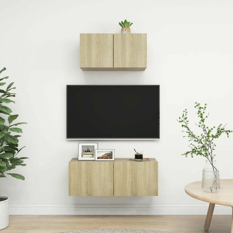 

Muebles de pared de TV 2 pzas aglomerado color roble Sonoma