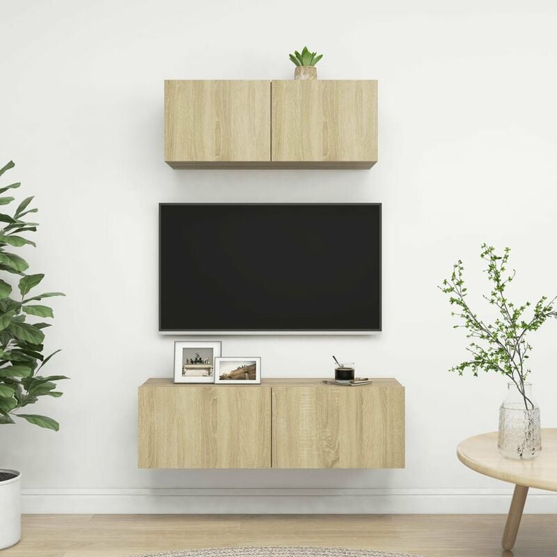 

Muebles de pared de TV 2 pzas aglomerado color roble Sonoma