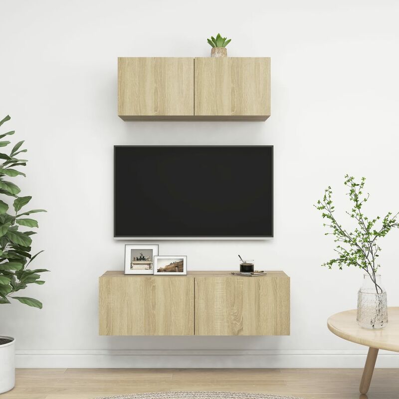 

Muebles de pared de TV 2 pzas aglomerado color roble Sonoma