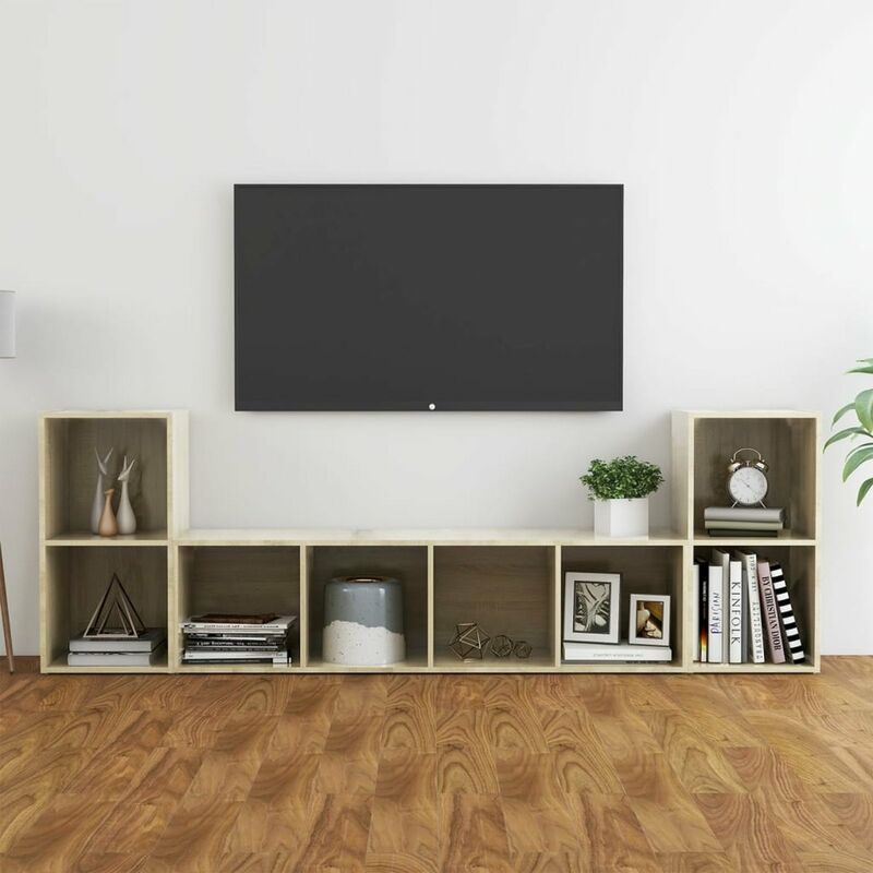 

Muebles de pared de TV 3 pzas aglomerado color roble Sonoma