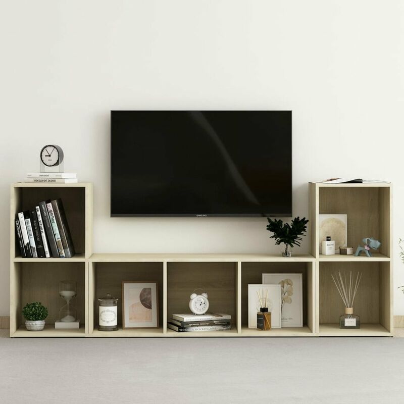 

Muebles de pared de TV 3 pzas aglomerado color roble Sonoma
