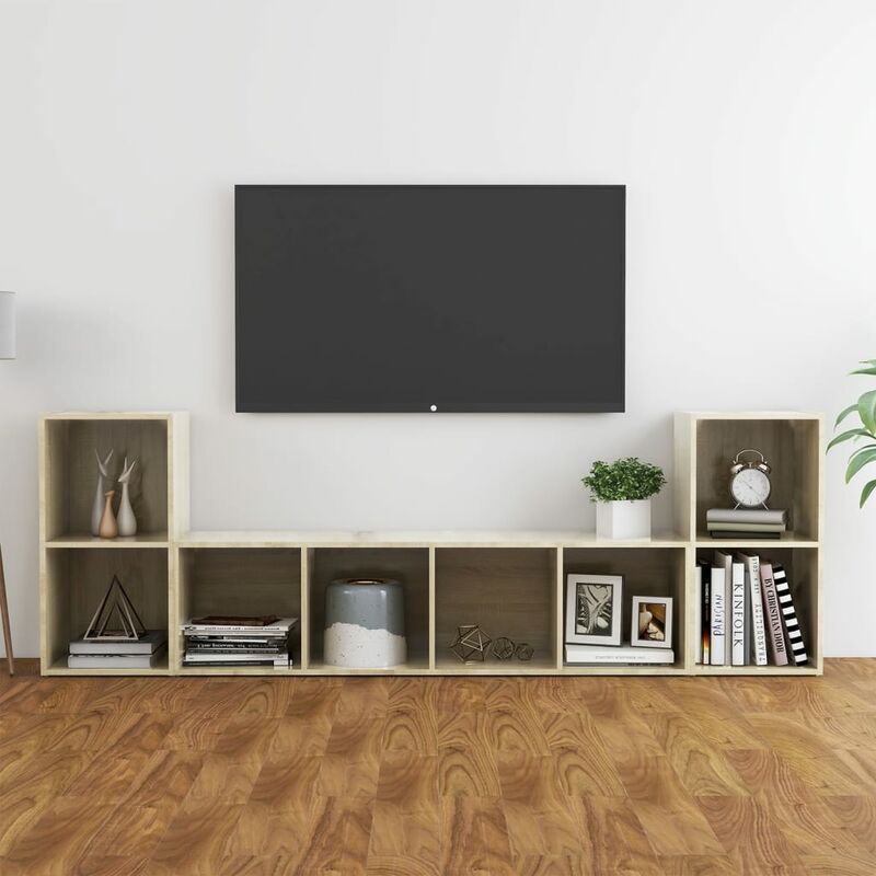 

Muebles de pared de TV 3 pzas aglomerado color roble Sonoma