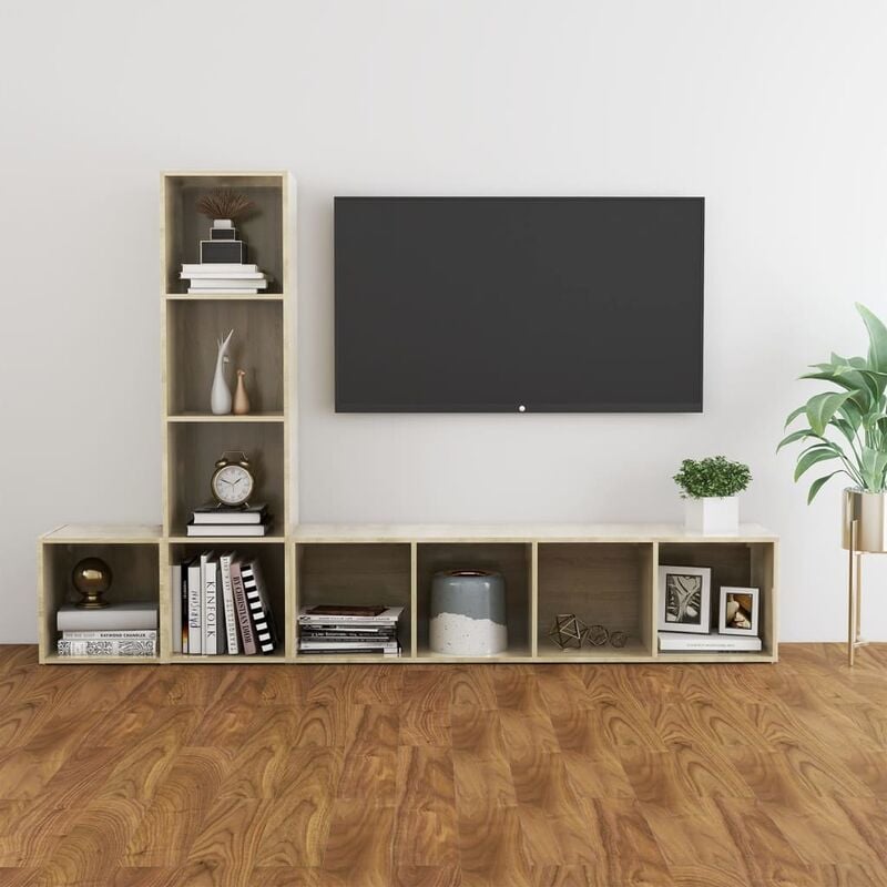 

Muebles de pared de TV 3 pzas aglomerado color roble Sonoma
