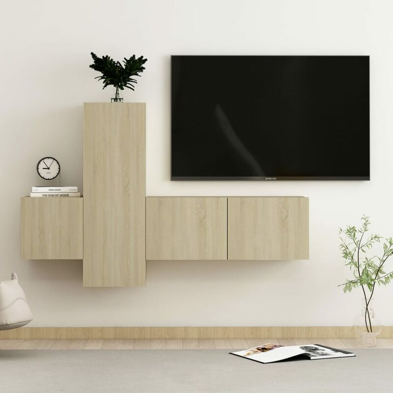 

Muebles de pared de TV 3 pzas aglomerado color roble Sonoma