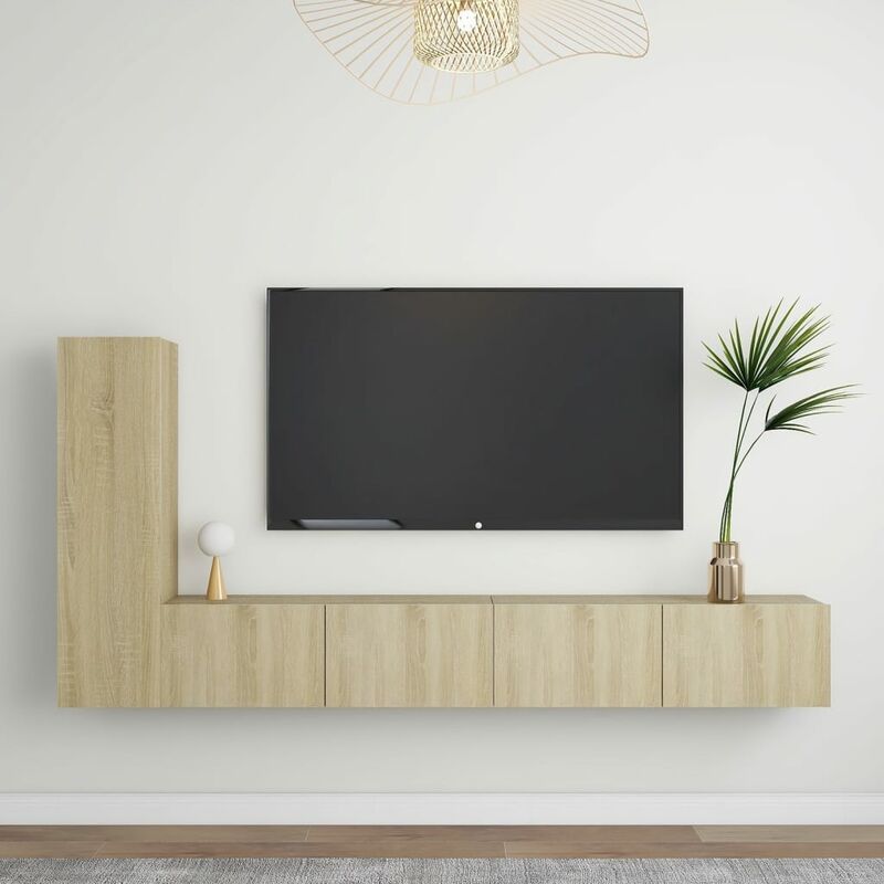

Muebles de pared de TV 3 pzas aglomerado color roble Sonoma