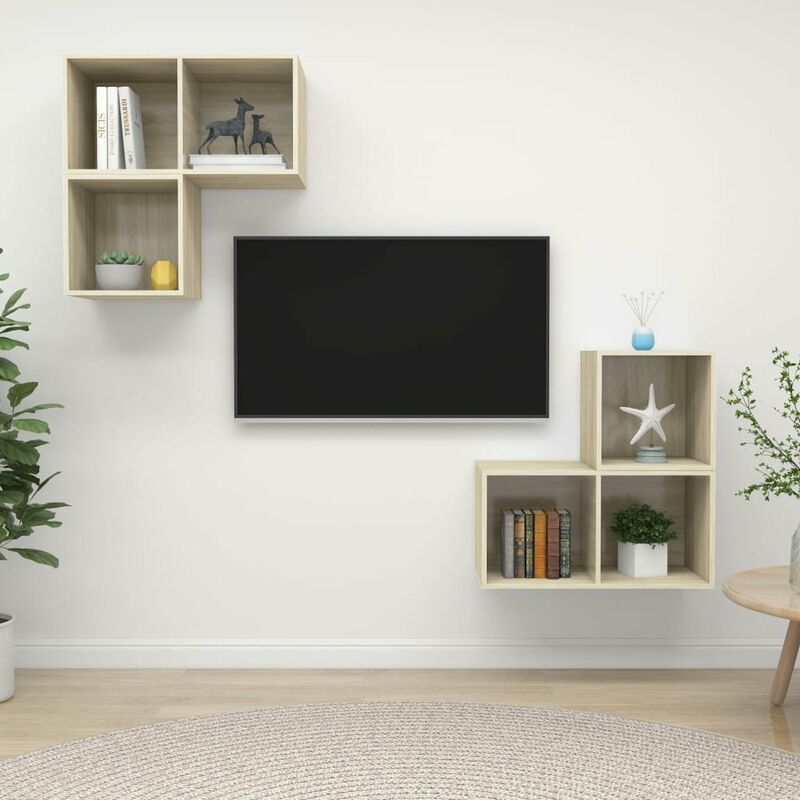 

Muebles de pared de TV 4 pzas aglomerado color roble Sonoma