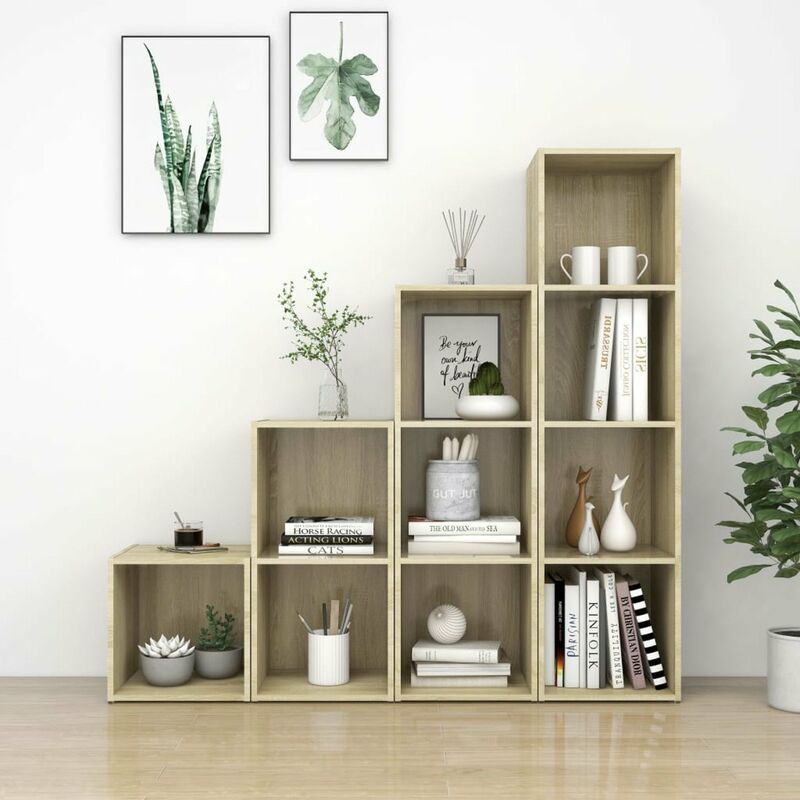 

Muebles de pared de TV 4 pzas aglomerado color roble Sonoma