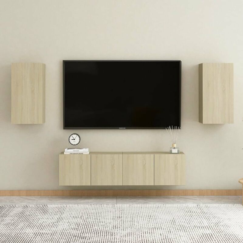

Muebles de pared de TV 4 pzas aglomerado color roble Sonoma