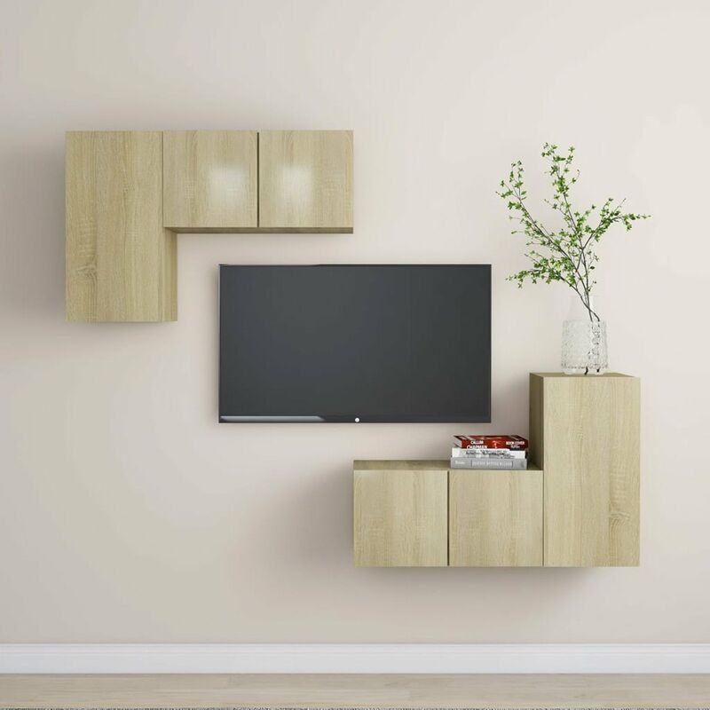 

Muebles de pared de TV 4 pzas aglomerado color roble Sonoma