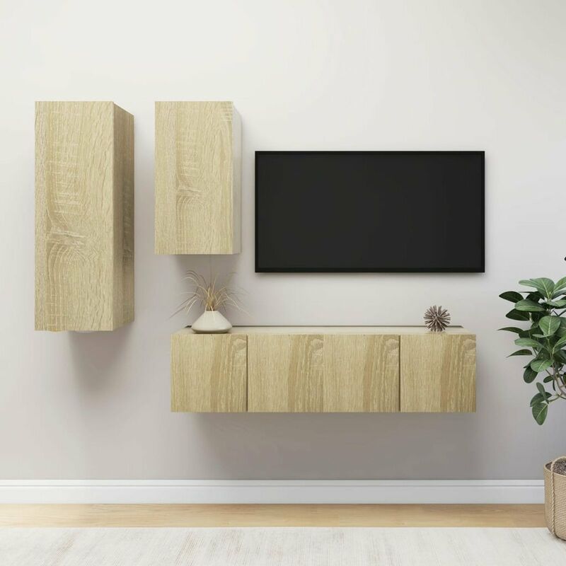 

Muebles de pared de TV 4 pzas aglomerado color roble Sonoma