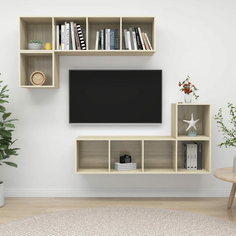 

Muebles de pared de TV 4 pzas aglomerado color roble Sonoma