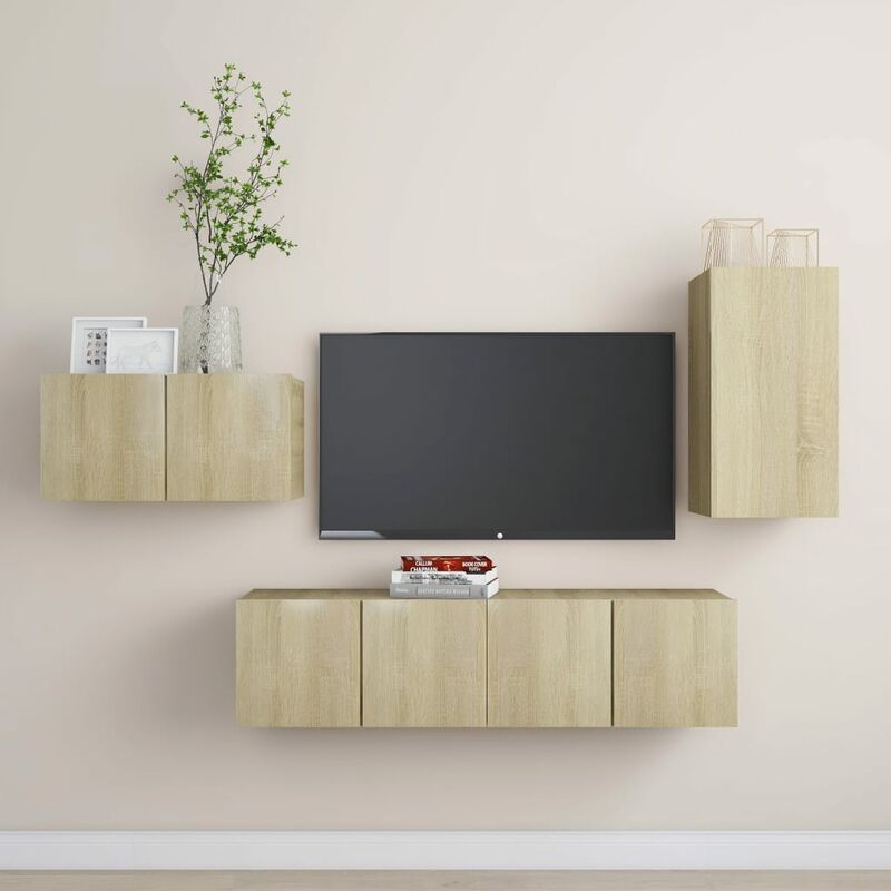 

Muebles de pared de TV 4 pzas aglomerado color roble Sonoma