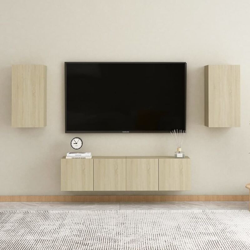

Muebles de pared de TV 4 pzas aglomerado color roble Sonoma