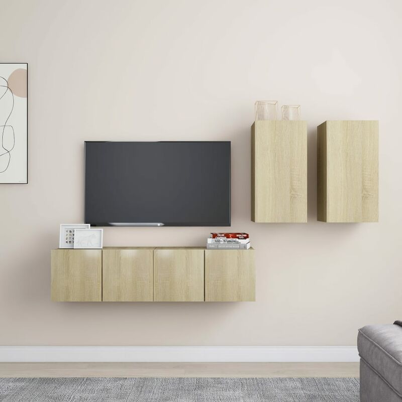 

Muebles de pared de TV 4 pzas aglomerado color roble Sonoma