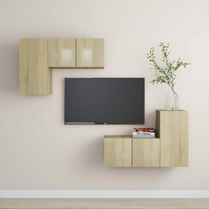 

Muebles de pared de TV 4 pzas aglomerado color roble Sonoma