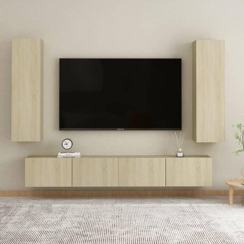 

Muebles de pared de TV 4 pzas aglomerado color roble Sonoma
