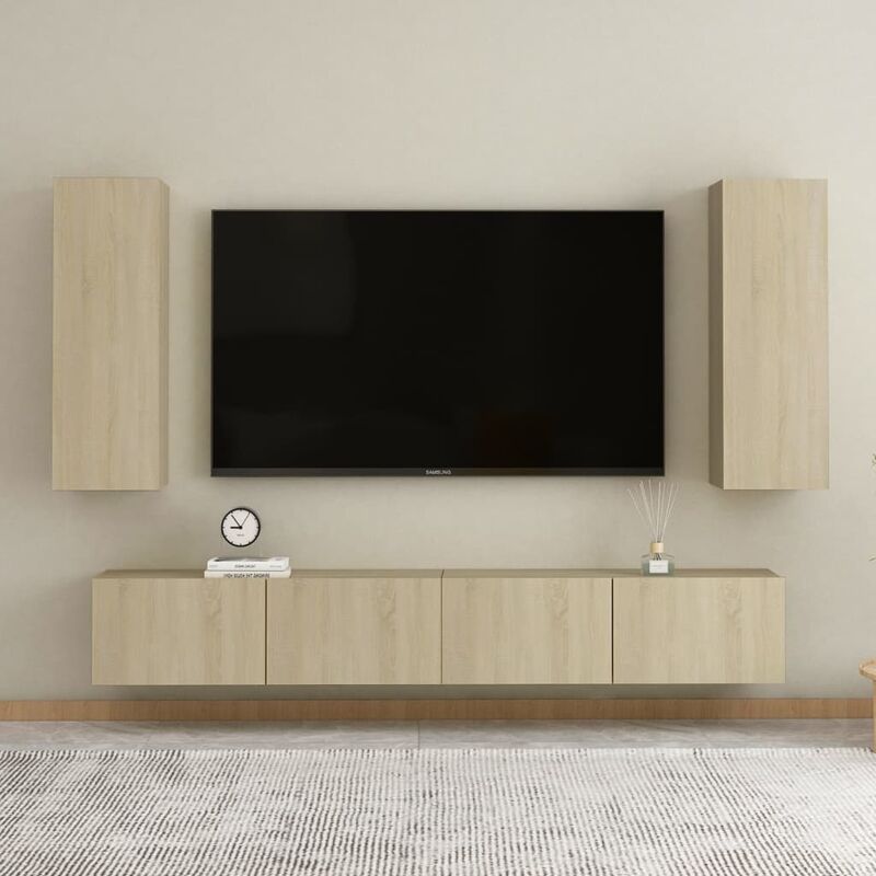 

Muebles de pared de TV 4 pzas aglomerado color roble Sonoma