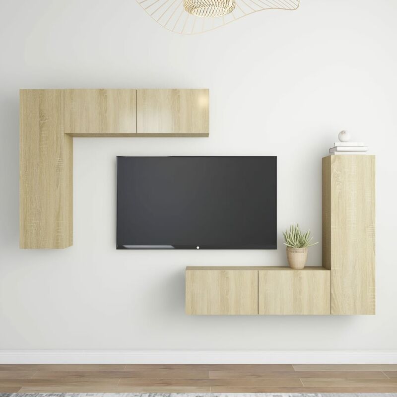 

Muebles de pared de TV 4 pzas aglomerado color roble Sonoma