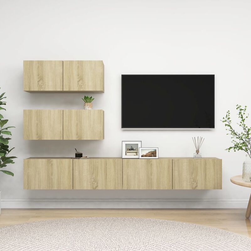 

Muebles de pared de TV 4 pzas aglomerado color roble Sonoma