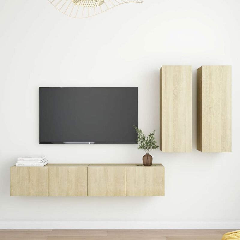 

Muebles de pared de TV 4 pzas aglomerado color roble Sonoma