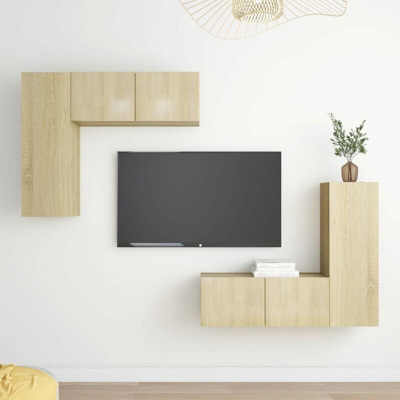 

Muebles de pared de TV 4 pzas aglomerado color roble Sonoma
