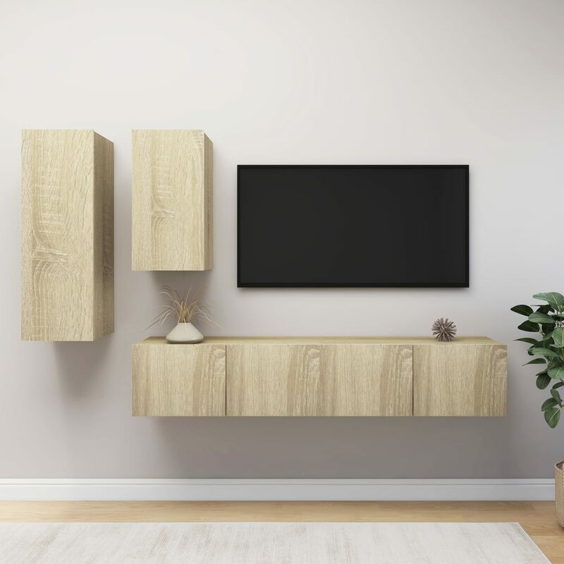 

Muebles de pared de TV 4 pzas aglomerado color roble Sonoma