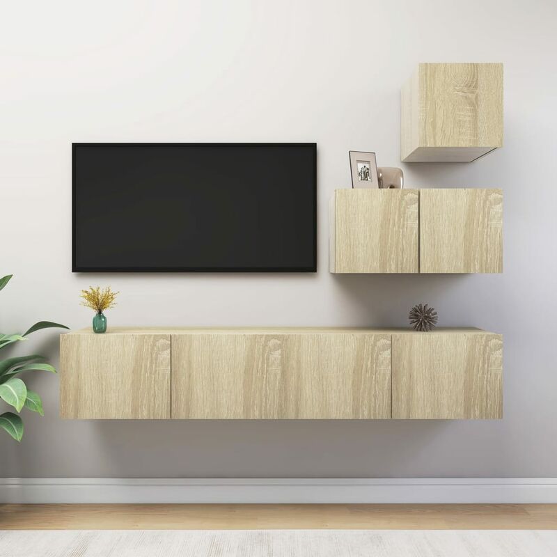 

Muebles de pared de TV 4 pzas aglomerado color roble Sonoma