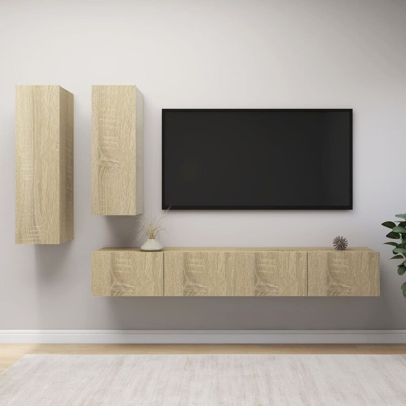 

Muebles de pared de TV 4 pzas aglomerado color roble Sonoma