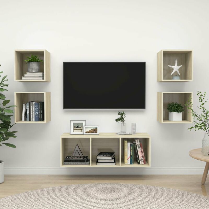 

Muebles de pared de TV 5 pzas aglomerado color roble Sonoma