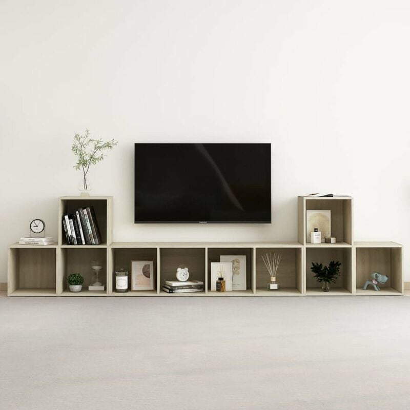 

Muebles de pared de TV 5 pzas aglomerado color roble Sonoma